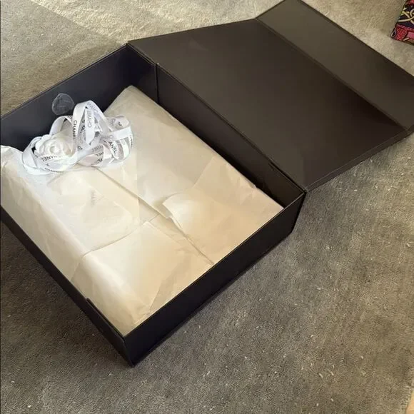 Black Gift Box with Ribbon Magnetic Flap Open Box